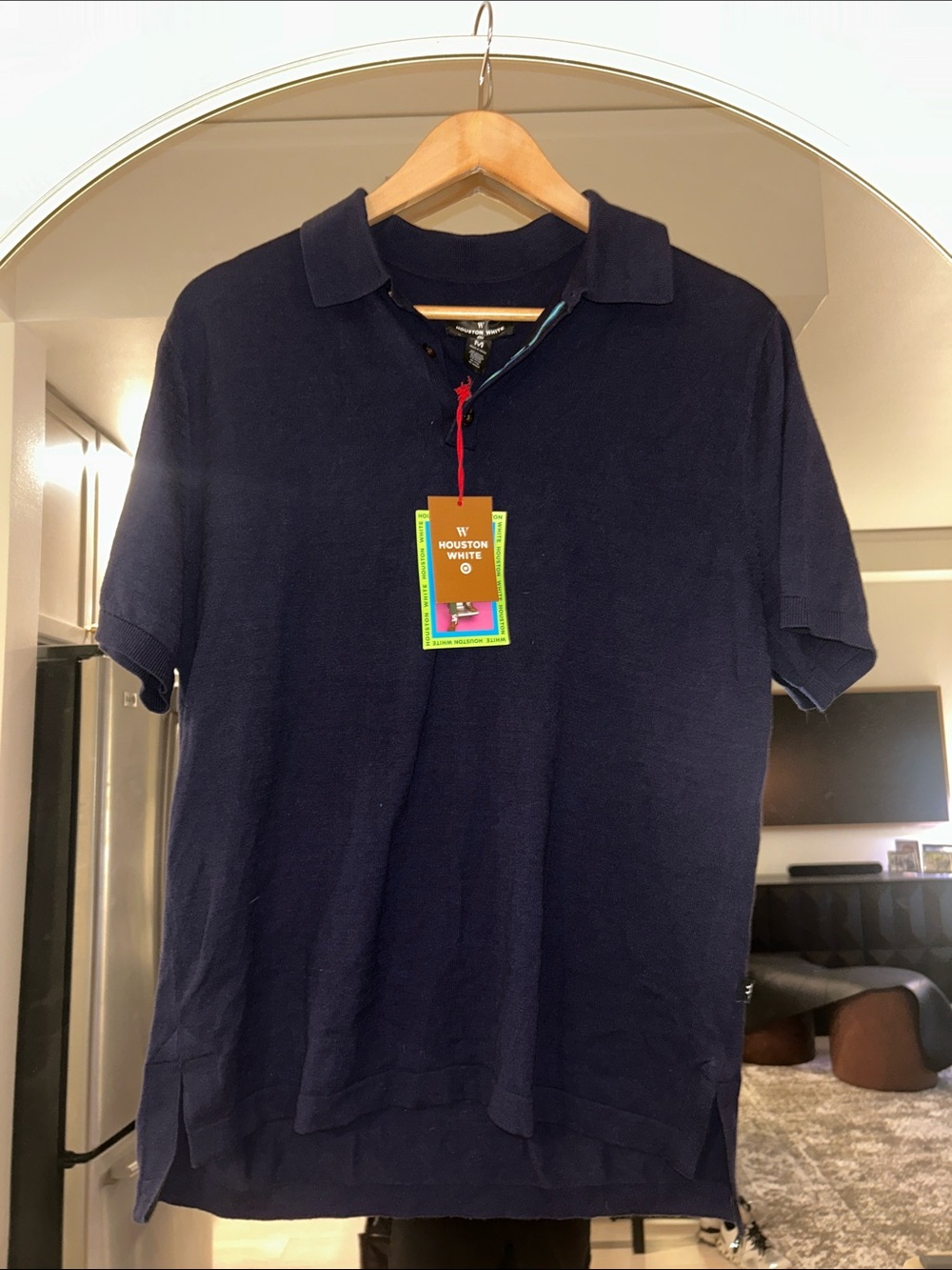 Houston White Navy Men’s Cotton Polo